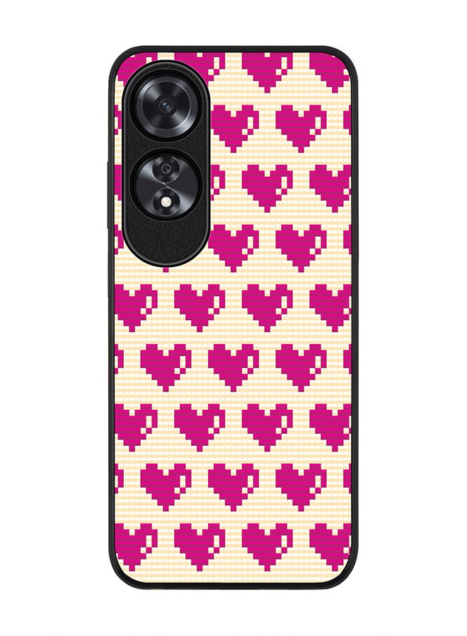 Stylizedd Rugged Black edge case for Oppo A60, Slim fit Soft Case Flexible Rubber Edges Anti Drop TPU Gel Thin Cover -  Pixel Hearts - Image 1