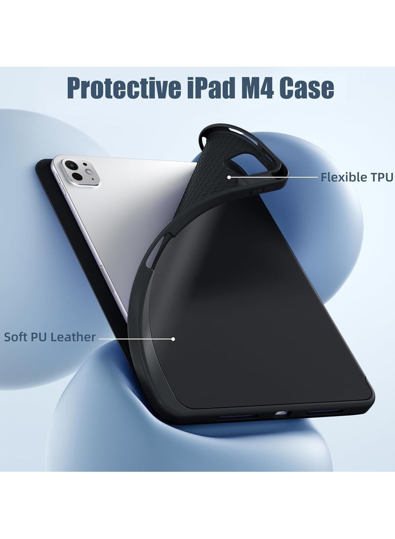 MIGOFAST IPad Air 13 2024 M2 A2898,A2903,A2904  Slim Tri-Fold Smart Case Stand Hard Shell Folio PU Leather Smart Cover with Pencil Holder Case  Air 13 2024 Black - Image 2