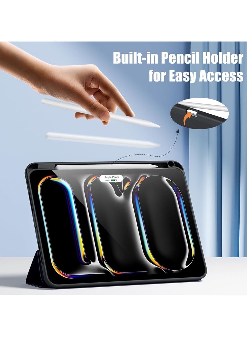 MIGOFAST IPad Air 13 2024 M2 A2898,A2903,A2904  Slim Tri-Fold Smart Case Stand Hard Shell Folio PU Leather Smart Cover with Pencil Holder Case  Air 13 2024 Black - Image 3