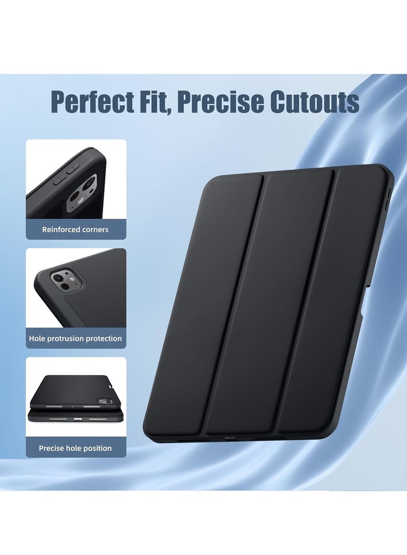 MIGOFAST IPad Air 13 2024 M2 A2898,A2903,A2904  Slim Tri-Fold Smart Case Stand Hard Shell Folio PU Leather Smart Cover with Pencil Holder Case  Air 13 2024 Black - Image 5
