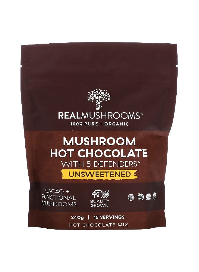 Real Mushrooms Real Mushrooms, Mushroom Hot Chocolate with 5 Defenders, Unsweetened, 240 g  - Image 1