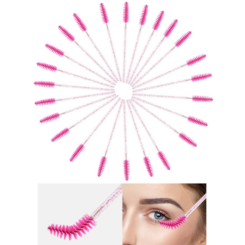Tbestmax 200 Disposable Mascara Wand and Lipstick Applicator Wands Crystal Lip Gloss Brush Lash Spoolies for Eyelash Extensions (Hotpink) - Image 3