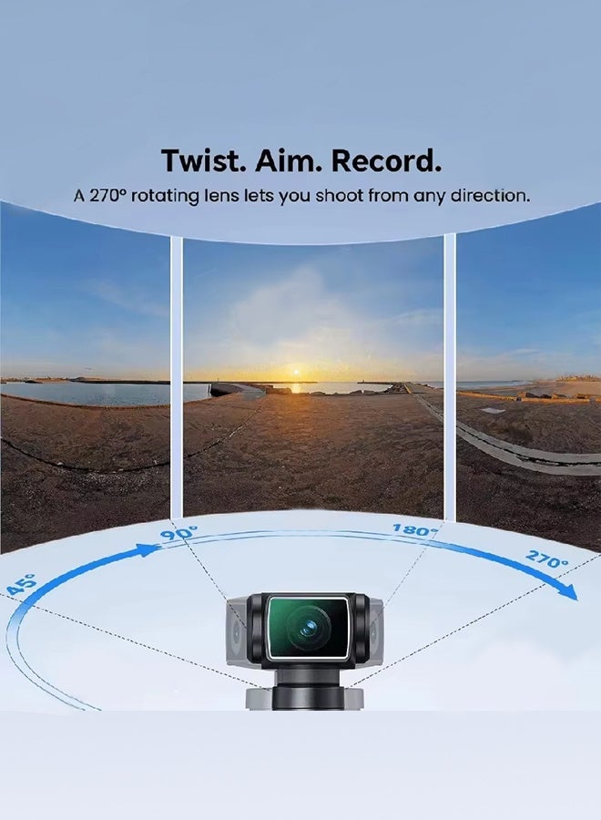 1.69" 4K/5K Ultra WIFI Touch Screen Pocket Action Camera, with 128G TF Card,  270° Vlog Mini Sports Cam Helmet Travel Bicycle Driver Recorder - Image 5