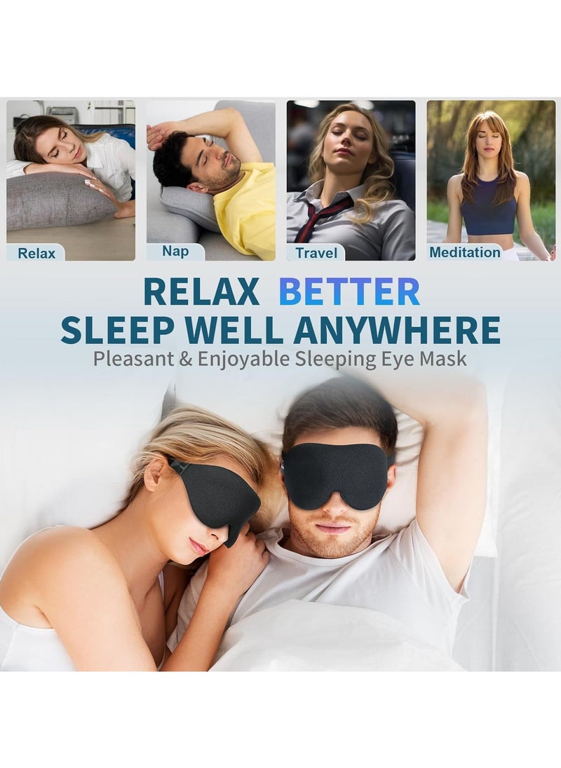 Eworld 3D Contoured Sleep Mask for Women & Men, Luxury Light-Blocking Eye Mask with Carry Pouch, Adjustable Strap for Travel and Naps, Black  - Image 3