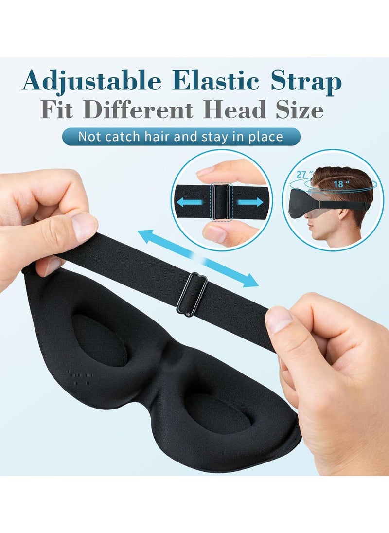 Eworld 3D Contoured Sleep Mask for Women & Men, Luxury Light-Blocking Eye Mask with Carry Pouch, Adjustable Strap for Travel and Naps, Black  - Image 4