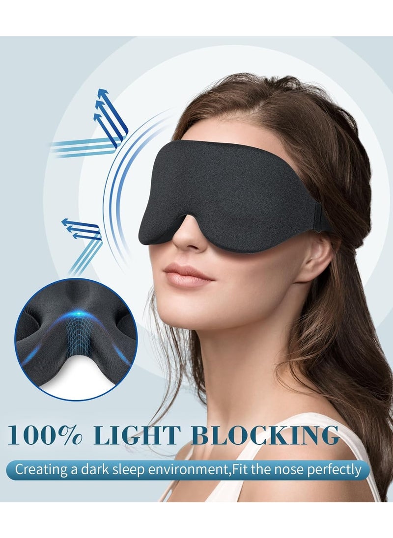 Eworld 3D Contoured Sleep Mask for Women & Men, Luxury Light-Blocking Eye Mask with Carry Pouch, Adjustable Strap for Travel and Naps, Black  - Image 5