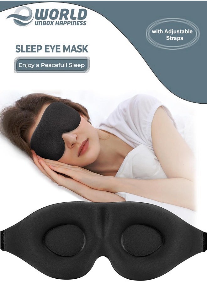 Eworld 3D Contoured Sleep Mask for Women & Men, Luxury Light-Blocking Eye Mask with Carry Pouch, Adjustable Strap for Travel and Naps, Black  - Image 1