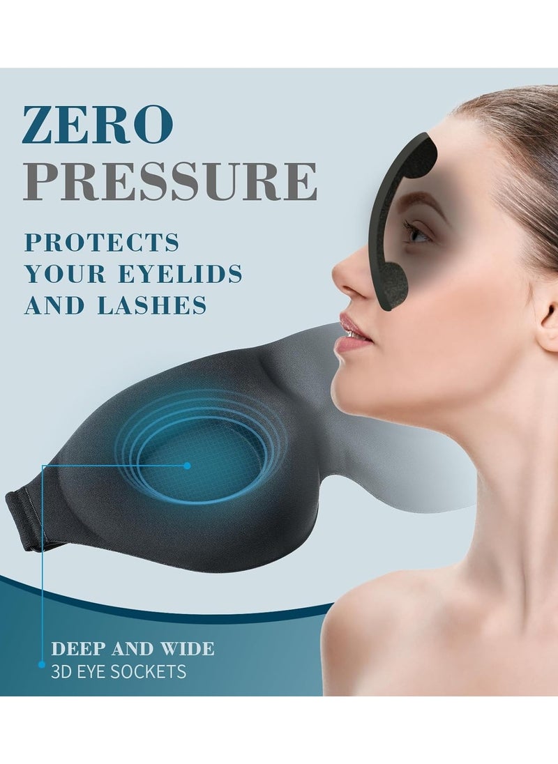 Eworld 3D Contoured Sleep Mask for Women & Men, Luxury Light-Blocking Eye Mask with Carry Pouch, Adjustable Strap for Travel and Naps, Black  - Image 2