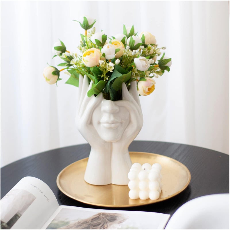 Romehaha Face Flower VaseWhite Ceramic Body Vase Decorative Vase Dining Table CenterpieceModern Small Vase for Coffee Table Bathroom Shelf Living Room Decor 354 W X 73 H