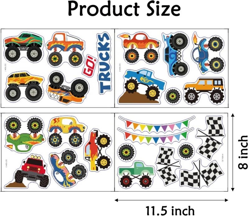 Saomour 25 Pieces Monster Truck Stickers Wall Decals Wall Stickers for Bedroom for Living Room Kids Bedroom Baby Nursery Playroom Wall Decor - Image 4