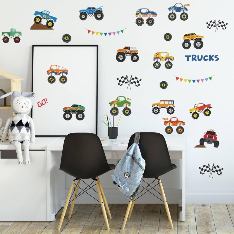 Saomour 25 Pieces Monster Truck Stickers Wall Decals Wall Stickers for Bedroom for Living Room Kids Bedroom Baby Nursery Playroom Wall Decor - Image 5