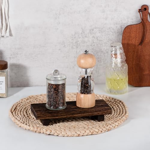 zoocatia Bathroom Tray Farmhouse Decor Pedestal Stand Wood Riser Display Kitchen Accessories Soap Holder for Sink, Counter, Vanity, 8.7 * 3.6 Dark Brown - Image 2