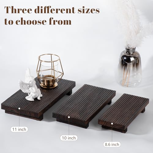 zoocatia Bathroom Tray Farmhouse Decor Pedestal Stand Wood Riser Display Kitchen Accessories Soap Holder for Sink, Counter, Vanity, 8.7 * 3.6 Dark Brown - Image 5