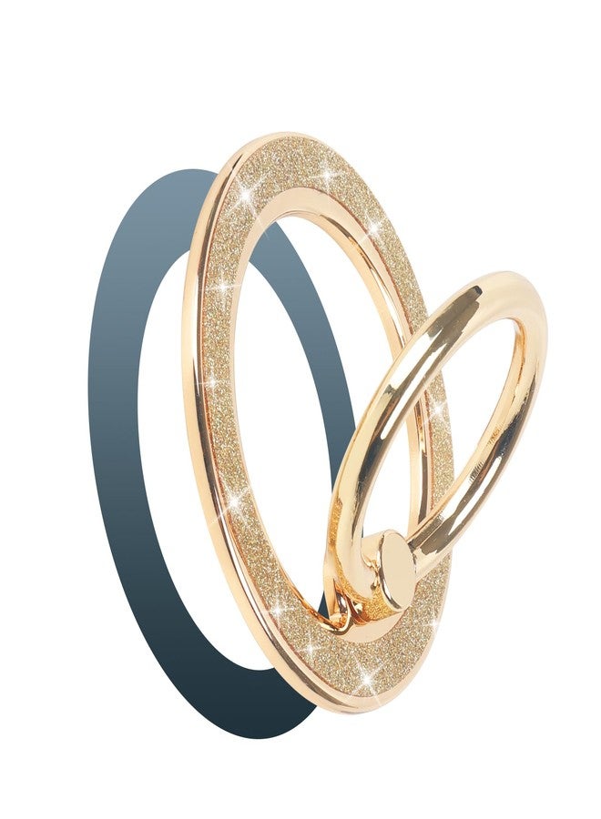 Guppy Magnetic Phone Ring Holder, Glitter Magnet Finger Ring Grip Stand Holder, 360° Rotation with Cell Phone Ring Stand, Compatible with MagSafe for iPhone 17 Pro Max 16 15 14 13 12All-Gold - Image 1