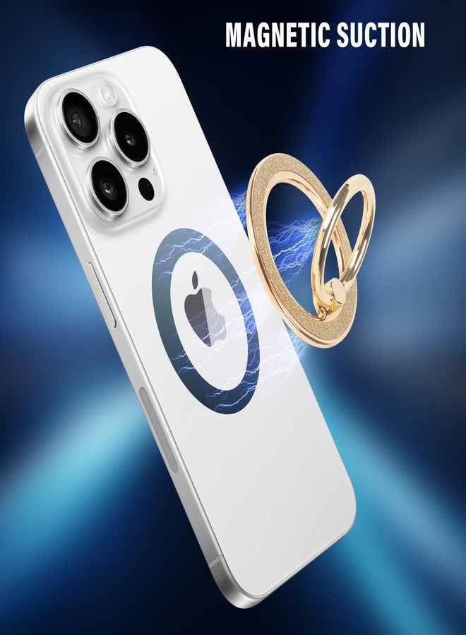 Guppy Magnetic Phone Ring Holder, Glitter Magnet Finger Ring Grip Stand Holder, 360° Rotation with Cell Phone Ring Stand, Compatible with MagSafe for iPhone 17 Pro Max 16 15 14 13 12All-Gold - Image 3