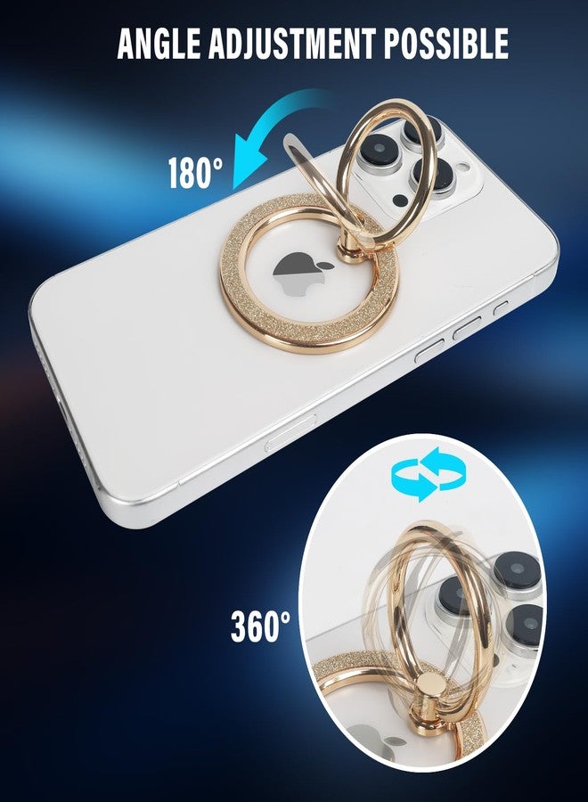 Guppy Magnetic Phone Ring Holder, Glitter Magnet Finger Ring Grip Stand Holder, 360° Rotation with Cell Phone Ring Stand, Compatible with MagSafe for iPhone 17 Pro Max 16 15 14 13 12All-Gold - Image 2