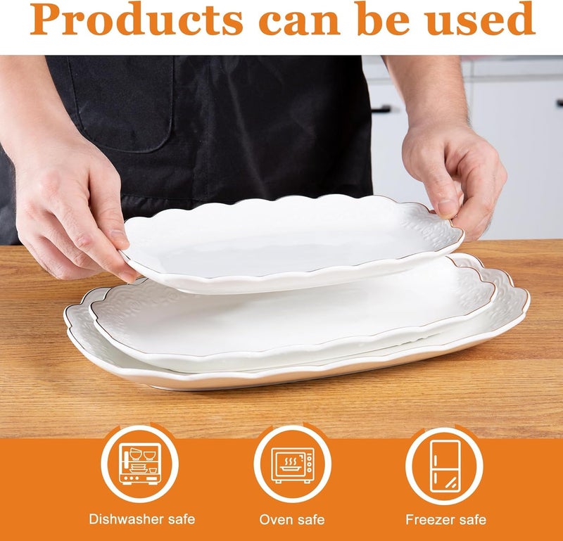 Kassel Ceramic Serving Platter Set | 16â€/14â€/12â€ Oval Serving Trays for Entertaining at Parties and Weddings | Oven Safe Extra Large Serving Trays for Tacos, Steak, and Cake - Image 5
