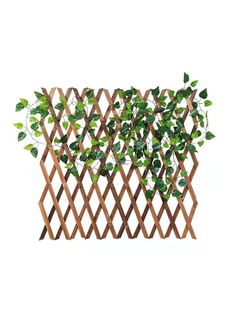 LINGWEI Wooden Decorative Garden Fence Portable Expandable Wicker Wood Picket Trellis Plant Vine Climbing Frame Fence Support (2pcs) - Image 1