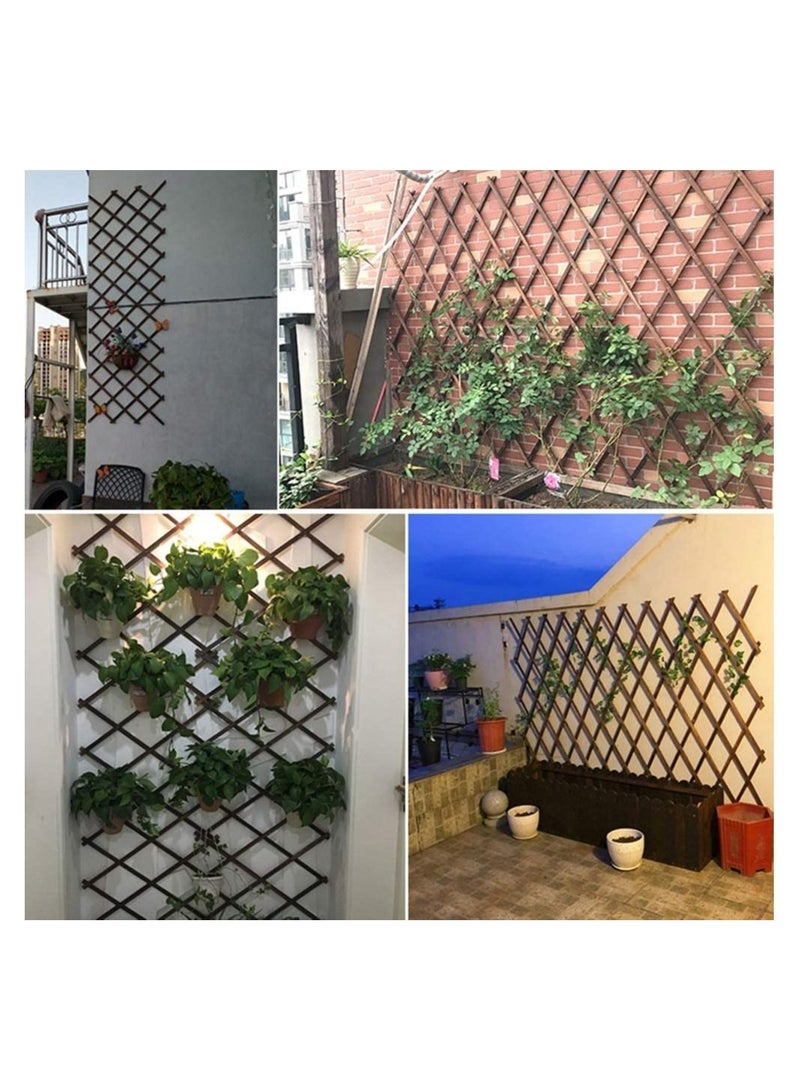 LINGWEI Wooden Decorative Garden Fence Portable Expandable Wicker Wood Picket Trellis Plant Vine Climbing Frame Fence Support (2pcs) - Image 3