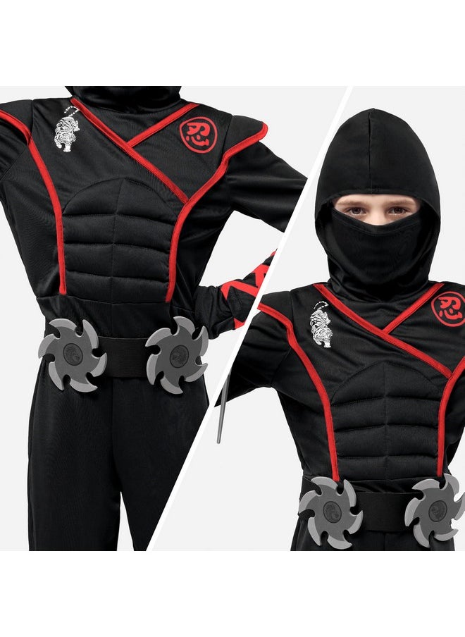 Spooktacular Creations - Spooktacular Creations Halloween Ninja Costume, Black Ninja Costume Kids, Ninja Accessories Costume Set, ninja dressing up, Halloween Costumes for Boys DressUp and RolePaly Party (3T (3-4 yrs)) - Image 1