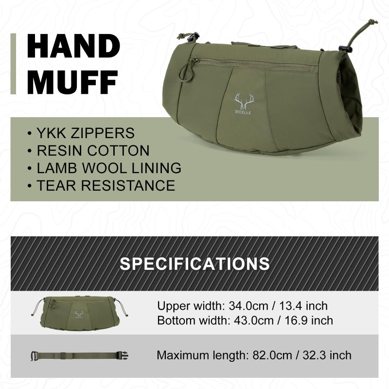 MOXULE Hunting Hand Warmer Muff: Portable Fleece Waist Handwarmer Pouch Insulated Outdoor Gear Cold Weather for Camping, Hiking Green - Image 3