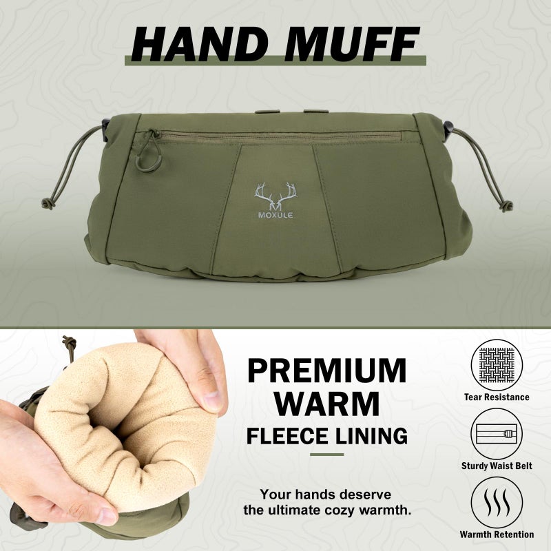 MOXULE Hunting Hand Warmer Muff: Portable Fleece Waist Handwarmer Pouch Insulated Outdoor Gear Cold Weather for Camping, Hiking Green - Image 2