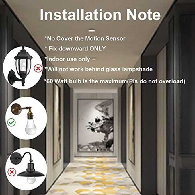 LPHUMEX 2pcs Motion Activated Light Sockets, E26/E27 Screw in Add on/Off Motion Sensor Sockets for Existing Lights, Dusk and Dawn Auto Motion Sensor Light Sockets Indoor for Porch Garage Basement - Image 5