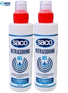 Saco 2 Pack of Clear Ultrasound  Gel Colourless Bacteriostatic for Ultrasound and Doppler Machines and Monitors 250ml  - Image 1