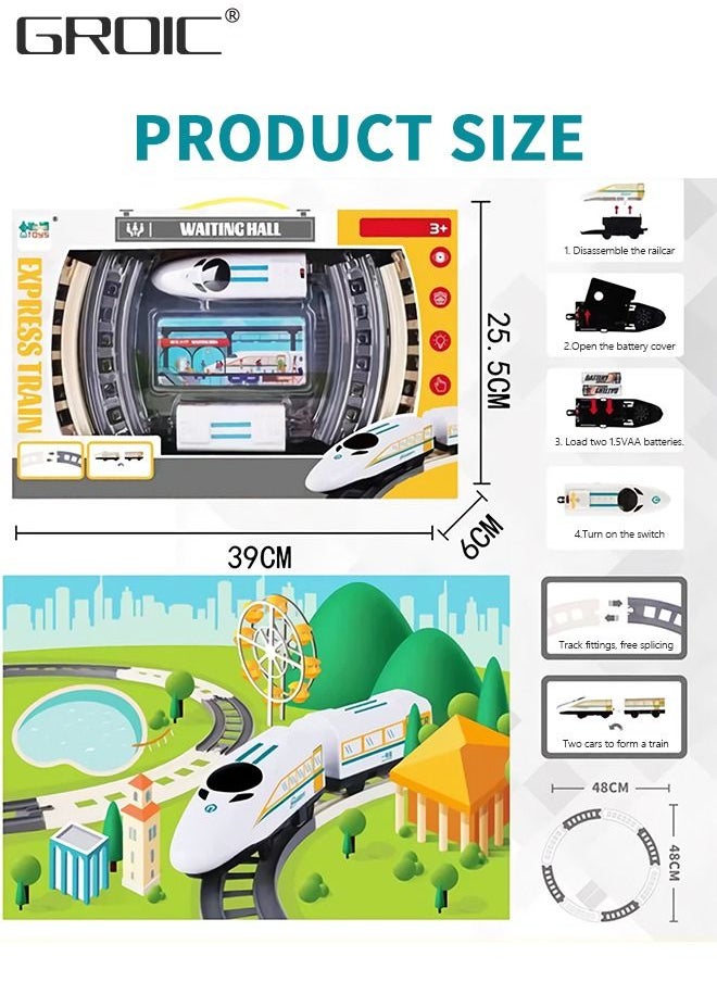 Electric High Speed Train Toy Bullet Train Set Electric Train Toy Train Track Railway System with Track and Simulation Scenario Train Toys for Toddlers