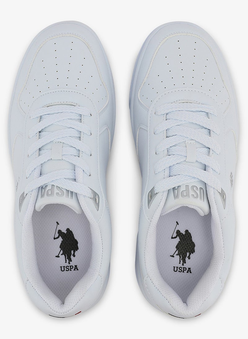 يو اس بولو اسن أحذية رياضية نسائية بيضاء قصيرة مريحة وعصرية - Image 5