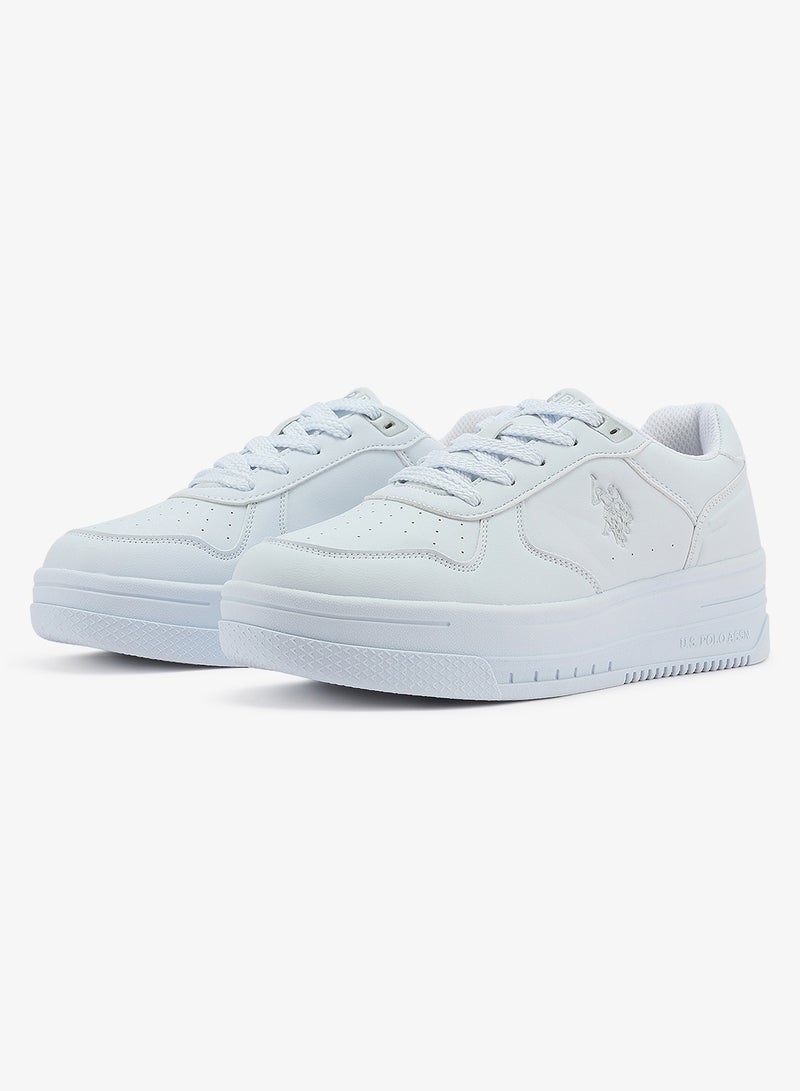 يو اس بولو اسن أحذية رياضية نسائية بيضاء قصيرة مريحة وعصرية - Image 4