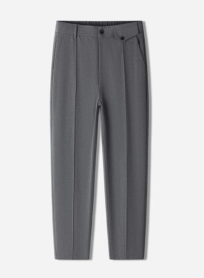 Take Two Men Grey Tailored Trousers with Contrast Piping