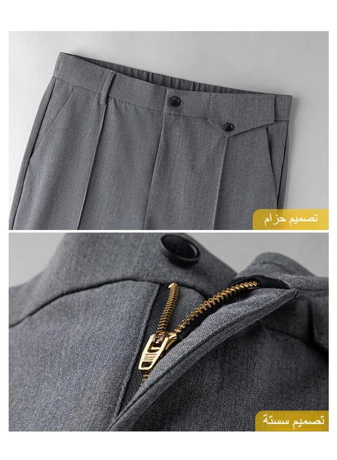 Take Two  Men Grey Tailored Trousers with Contrast Piping for Men | Best Price UAE
