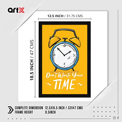 ArtX Paper Motivational Quote Don't Waste Your Time Wall Frame Art Painting, Multicolor, Motivational, 12.5 X 18.5 inches, Set of 1 - Image 2