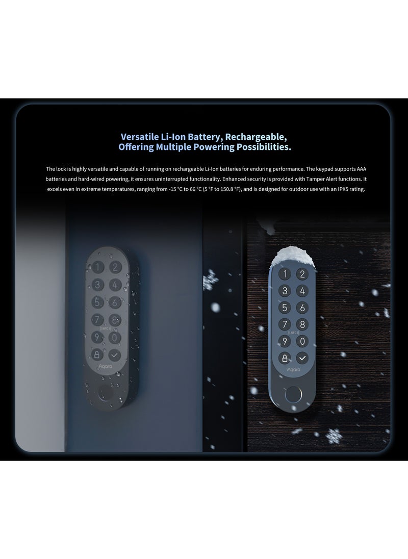 Smart Door Lock U200, Matter over Thread, Keyless Entry Door Lock with Apple Home Key and Rechargeable Battery,Supports Apple Home, Alexa and SmartThings, Black