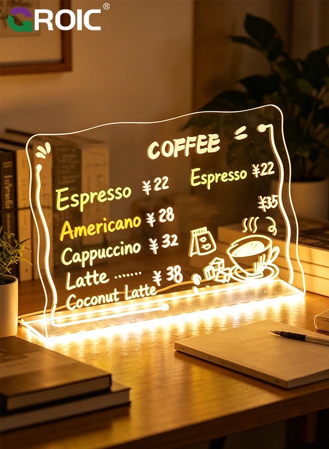 GROIC LED Note Board with Colors, 20X30X20CM, Led Acrylic Message Board with Light, Light up Acrylic Dry Erase Board, Led Drawing Board with Stand, 7 Markers, for Office School Home, Kids Graffiti Board - Image 5