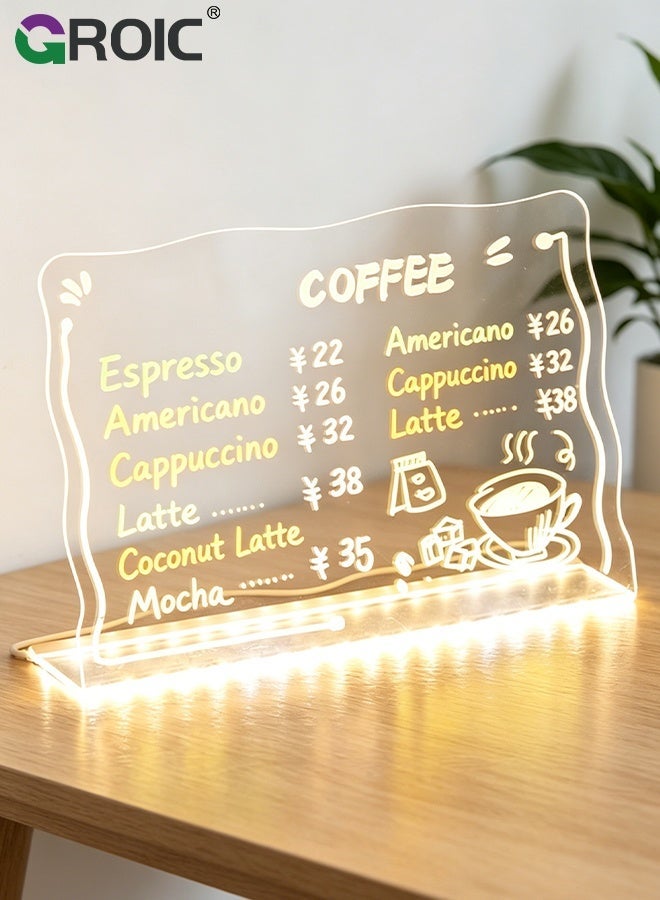 GROIC LED Note Board with Colors, 20X30X20CM, Led Acrylic Message Board with Light, Light up Acrylic Dry Erase Board, Led Drawing Board with Stand, 7 Markers, for Office School Home, Kids Graffiti Board - Image 3