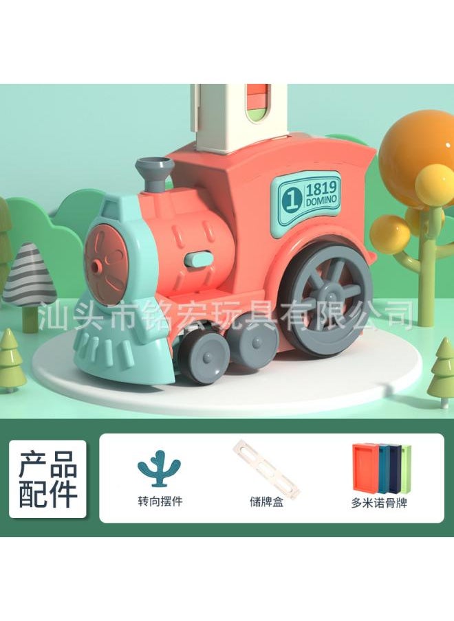 Generic - Net Red Electric Domino Small Train Automatic Card Put Children's Sound And Light Educational Toy Car - Image 1