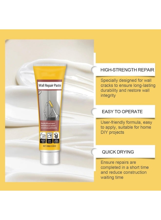 JUE FISH Wall Repair Cream, White Filler Paste for Holes and Cracks, Quick Drying Wall Spackle for Drywall, Concrete, and Plaster, Effective Hole Filler for Graffiti and Imperfections, Easy DIY Repair - Image 2