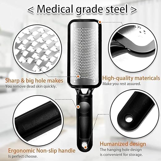 Futurekart Metal Colossa Pedicure Rasp Foot Callus Remover Tool Stainless Steel, Foot Filer & Pedicure, Heel Scrubber Foot Scrubber for Dead Skin -Black - Image 3