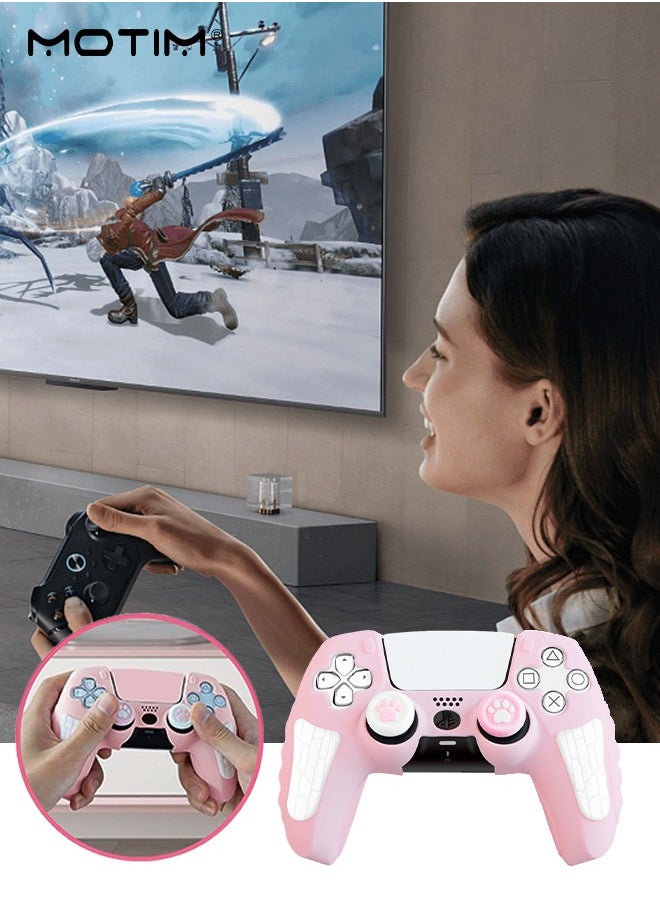 Motim - Case Cover for PS5 Wireless Controller for Dual Sense, Soft Silicone Protection Skin with 2 Thumb Caps,  Anti-scratch Anti-fall Case Cover - Image 1