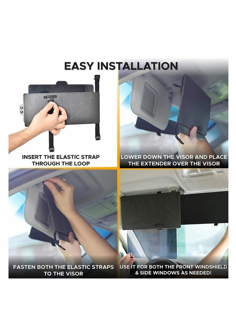 KASTWAVE - Polarized Car Sun Visor Extender, One Pull Down Sunshade See Through Glass and One Side Sunshade Sun Block Piece | Snow Blindness | Protects from UV Rays | Universal Fit for Most of The Cars - Image 1