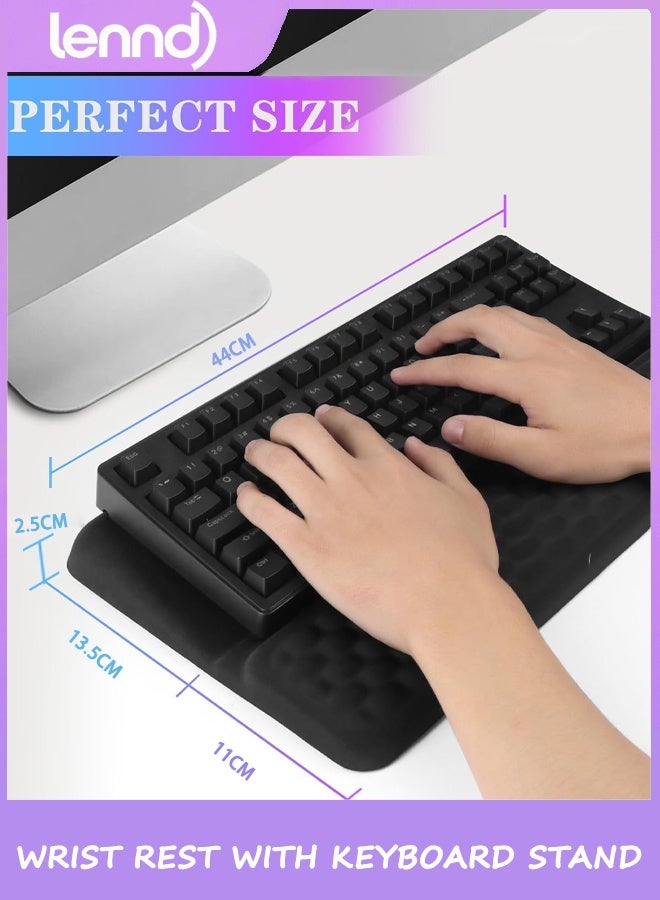 LENND Wrist Rest with Keyboard Stand, Computer Wrist Support Pad, Ergonomic Keyboard Riser Holder Lifter Tray with Wrist Pad, Soft Memory Foam Desk Cushion, Palm Hand Typing for Office Home School - Image 4
