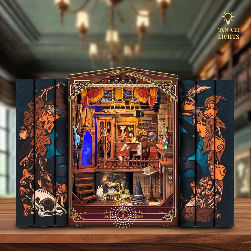Miggley Book Nook Kits for Adults, Booknook DIY Miniature House Kit, Mini House Bookshelf Decor 3D Wooden Puzzle, Birthday Gift for Family, Friends - Magic Studio - Image 3