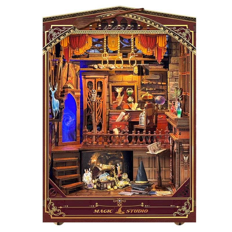 Miggley Book Nook Kits for Adults, Booknook DIY Miniature House Kit, Mini House Bookshelf Decor 3D Wooden Puzzle, Birthday Gift for Family, Friends - Magic Studio - Image 1