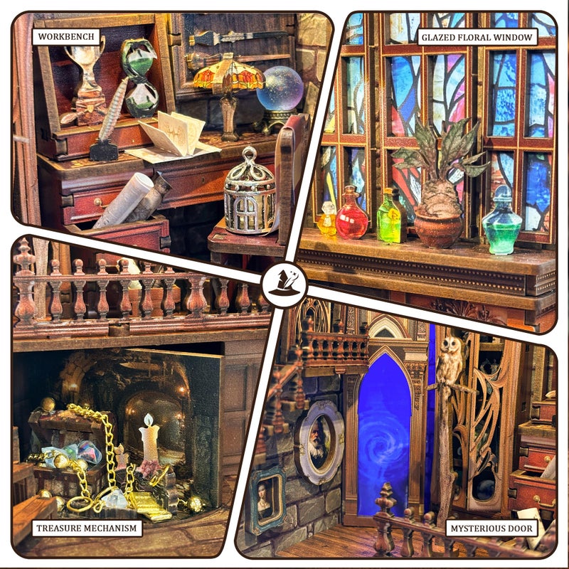 Miggley Book Nook Kits for Adults, Booknook DIY Miniature House Kit, Mini House Bookshelf Decor 3D Wooden Puzzle, Birthday Gift for Family, Friends - Magic Studio - Image 4