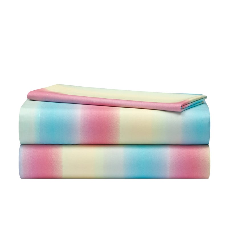Heritage Kids Heritage Kids 3 Piece Sheet Set Including Top Sheet Fitted Sheet and Pillow Case Rainbow Ombre Print TwinMulticolor