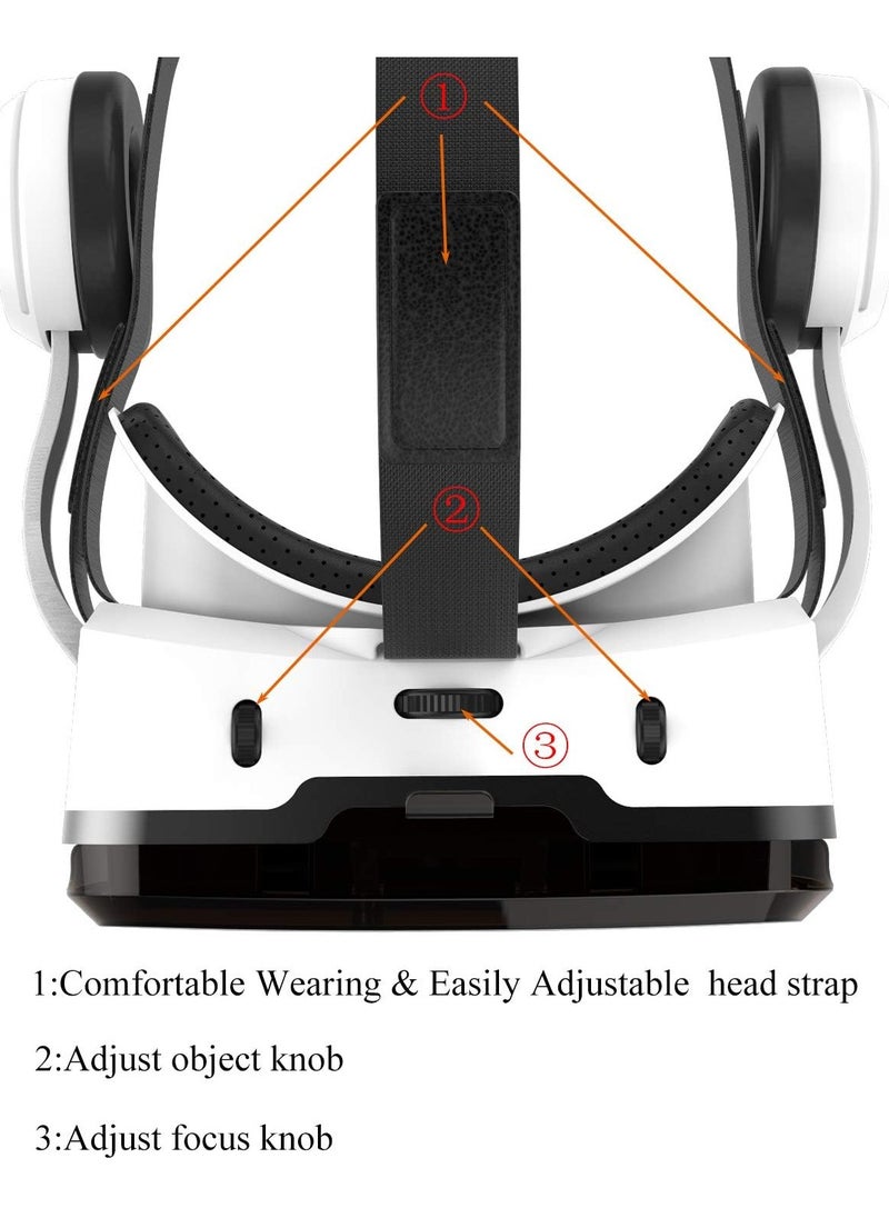 Shinecon - Virtual reality headset with Bluetooth headphones, HD virtual reality headsets with eye protection, virtual reality glasses for iPhone and Android phones within a 4.7-6.2 screen (original) - Image 1