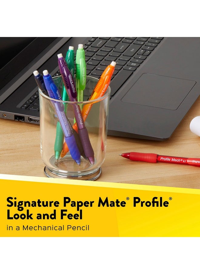 Paper Mate Profile Mech Mechanical Pencil Set 0.7Mm 2 Pencil Lead Great For Home School Office Use Assorted Barrel Colors 8 Count  - Image 4