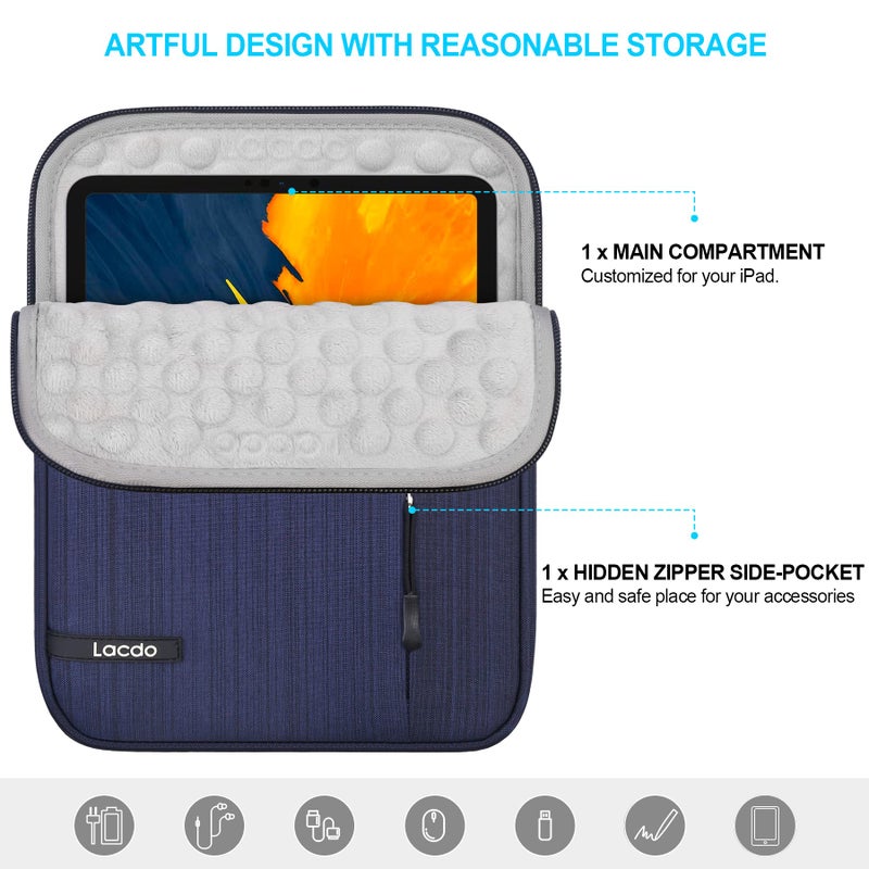 Lacdo حقيبة لابتوب لاكدو آيباد ميني 7، حقيبة آيباد ميني، حقيبة كمبيوتر لوحي لآيباد ميني 7 (A17 برو)/6/5/4/3/2، حقيبة حماية للكمبيوتر اللوحي سامسونج جالاكسي تاب A7 لايت 8.7" / جالاكسي تاب A 8.0" مقاومة للماء، زرقاء - Image 4